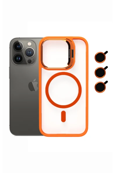 Tech&bello accessories iphone 14 Pro Kılıf Magsafe uyumlu Kamera Standlı +Lens koruyuculu Kapak ürün görseli 1