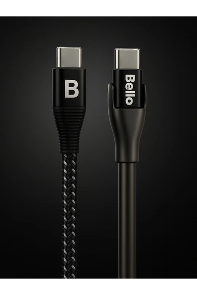 Tech&bello accessories Type-c Type-c Standlı Koruyuculu Örgülü Hızlı Şarj Data Kablosu 100w 1.2m Ba-02 ürün görseli 1