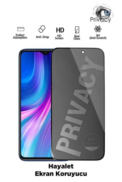 Tntech XİAOMİ REDMİ NOTE 8 UYUMLU TAM KAPATAN HAYALET EKRAN KORUYUCU PRİVACY TAMPERLİ KIRILMAZ CAM ürün görseli 1