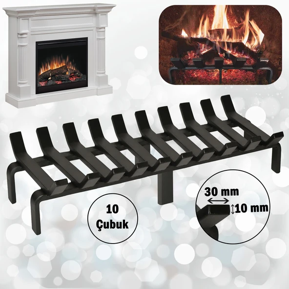 Şömine Izgarası 10 Çubuklu 60 Cm X 32 Cm Ekstra Dar Gözlü Izgara ürün görseli 1