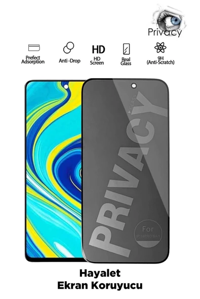 Tntech XİAOMİ REDMİ NOTE 9 PRO TAM KAPATAN HAYALET EKRAN KORUYUCU PRİVACY TAMPERLİ KIRILMAZ CAM ürün görseli 1