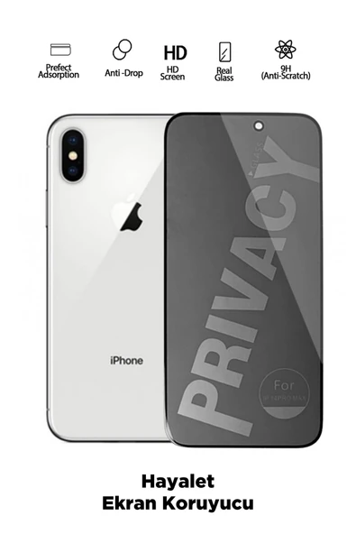 Tntech İPHONE X UYUMLU TAM KAPATAN HAYALET EKRAN KORUYUCU PRİVACY TAMPERLİ KIRILMAZ CAM ürün görseli 1