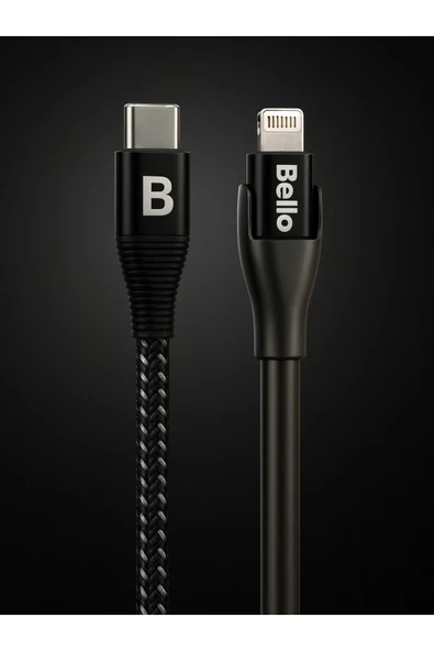 Tech&bello accessories Type-c Lightning Standlı Koruyuculu Örgülü Hızlı Şarj Data Kablosu 1.2m Ba-02 ürün görseli 1