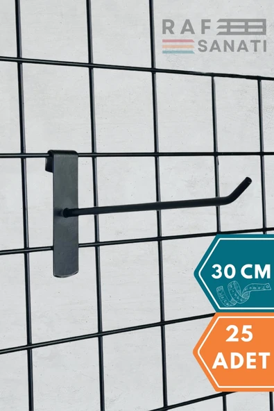 25 Adet Siyah Tel Pano Kancası 30 cm - Askı Kanca Raf Askısı Raf Aksesuar Tel Askı Çorap Kancası ürün görseli 1