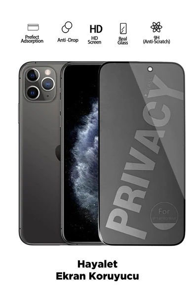Tntech İPHONE 11 PRO MAX UYUMLU TAM KAPATAN HAYALET EKRAN KORUYUCU PRİVACY TAMPERLİ KIRILMAZ CAM ürün görseli 1