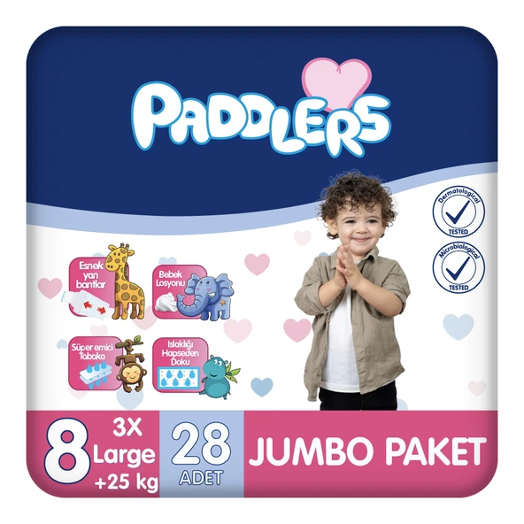 Paddlers Bebek Bezi 8 Numara XXX-Large 28 Adet (25+Kg) Jumbo Paket ürün görseli 1