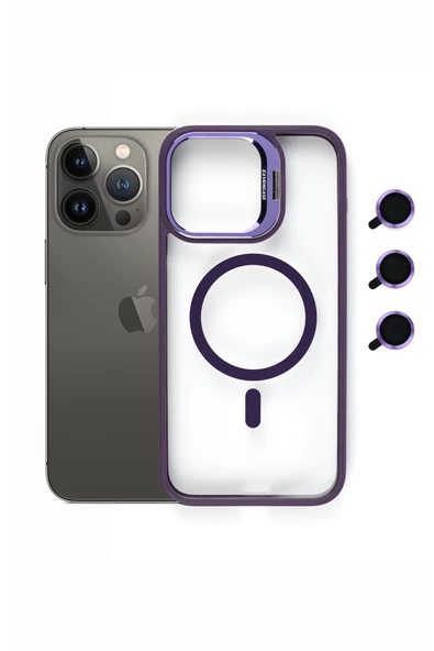 Tech&bello accessories iphone 13 Pro Kılıf Magsafe uyumlu Kamera Standlı +Lens koruyuculu Kapak ürün görseli 1