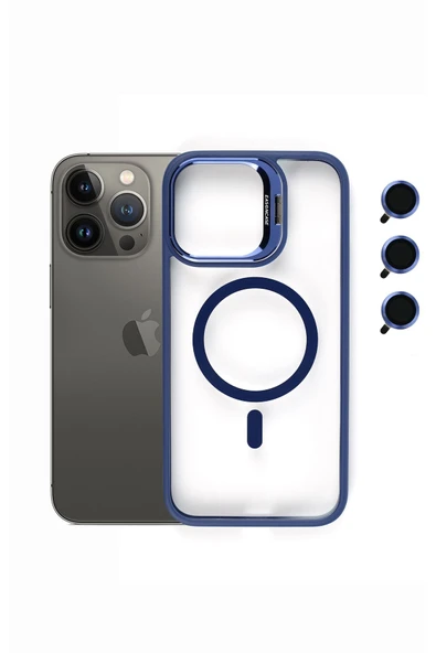 Tech&bello accessories iphone 14 Pro Max Kılıf Magsafe uyumlu Kamera Standlı +Lens koruyuculu Kapak ürün görseli 1