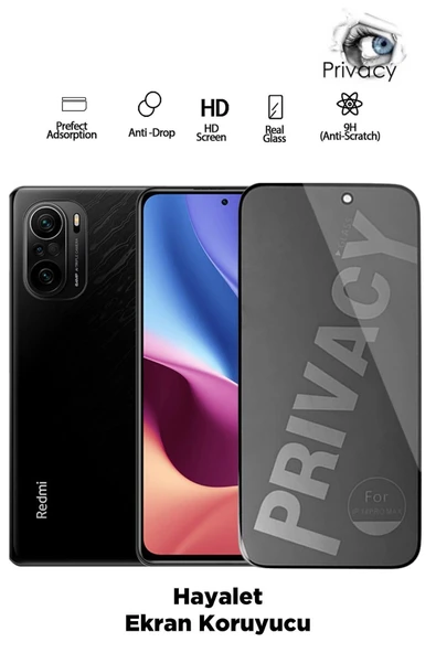 Tntech Xiaomi Redmi K40 Pro Uyumlu Tam Kapatan Hayalet Ekran Koruyucu - Privacy Tamperli Kırılmaz Cam ürün görseli 1