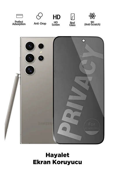 Tntech SAMSUNG S24 ULTRA UYUMLU TAM KAPATAN HAYALET EKRAN KORUYUCU PRİVACY TAMPERLİ KIRILMAZ CAM ürün görseli 1