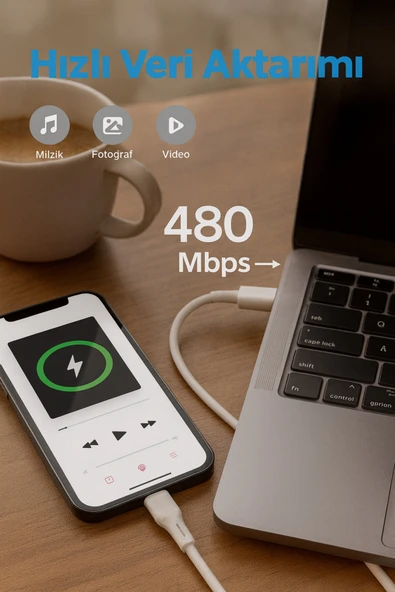 Tech&bello accessories Usb Lightning Hızlı Şarj Data Kablosu 1.2m Ba-01 - Resim 2