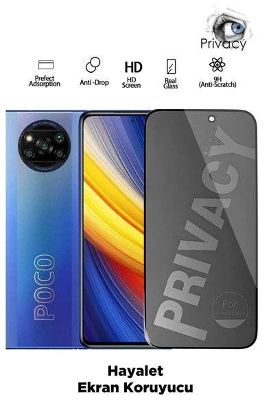 Tntech Poco X3/x3 Pro/x3 Nfc/x3 Gt Tam Kapatan Privacy Ekran Koruyucu - Temperli Kırılmaz Cam ürün görseli 1
