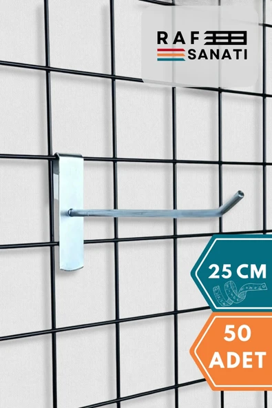 50 Adet Tel Pano Kancası 25 cm - Askı Kanca Raf Askısı Raf Aksesuar Tel Askı Çorap Kancası ürün görseli 1