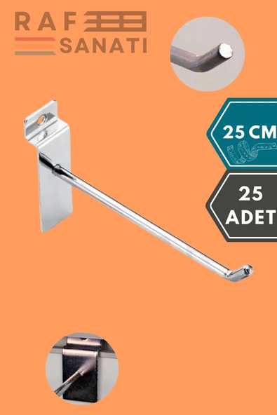25 Adet Kanallı Pano Kancası 25 cm - Askı Kanca Raf Askısı Raf Aksesuar Tel Askı Raf Kancası ürün görseli 1