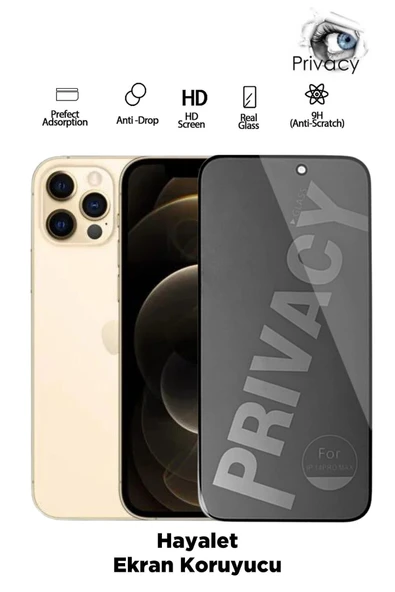 Tntech İPHONE 12  / 12 PRO UYUMLU TAM KAPATAN HAYALET EKRAN KORUYUCU PRİVACY TAMPERLİ KIRILMAZ CAM ürün görseli 1