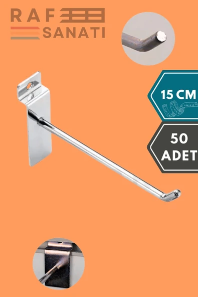 50 Adet Kanallı Pano Kancası 15 cm - Askı Kanca Raf Askısı Raf Aksesuar Tel Askı Raf Kancası ürün görseli 1