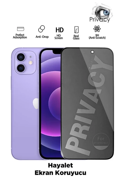 Tntech İPHONE 12 PRO / 12 UYUMLU TAM KAPATAN HAYALET EKRAN KORUYUCU PRİVACY TAMPERLİ KIRILMAZ CAM ürün görseli 1