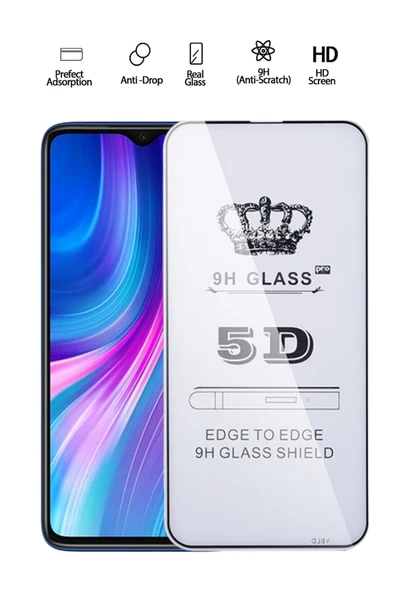 Tntech XİAOMİ REDMİ NOTE 8 UYUMLU TAM KAPATAN EKRAN KORUYUCU TAMPERLİ KIRILMAZ CAM ürün görseli 1