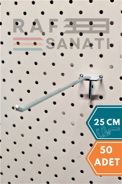 50 Adet Fon Kancası Delikli Pano Kancası 25 cm - Askı Kanca Raf Askısı Raf Aksesuar Tel Askı Raf Kancası ürün görseli 1