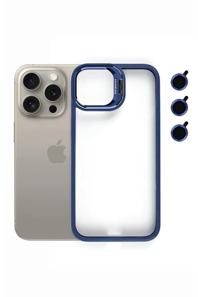 Tech&bello accessories iphone 15 Pro Max Kılıf Kamera Standlı +Lens koruyuculu Kapak ürün görseli 1