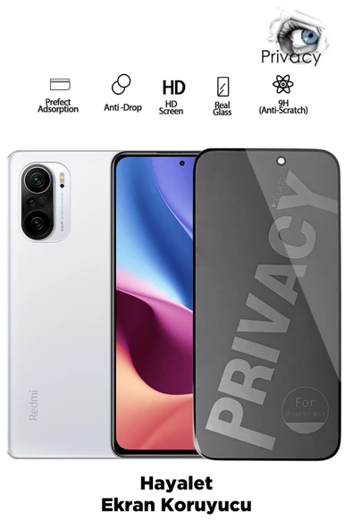 Tntech XİAOMİ REDMİ K40 TAM KAPATAN HAYALET EKRAN KORUYUCU PRİVACY TAMPERLİ KIRILMAZ CAM ürün görseli 1
