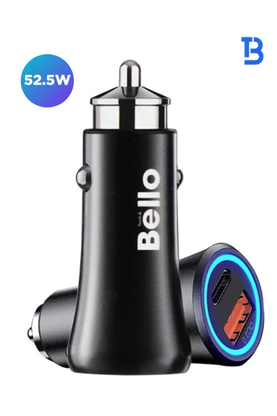 bello 52.5w 1x Usb 1x Type-c Hızlı Araç Şarjı Çakmaklık Girişli Bc-02 ürün görseli 1