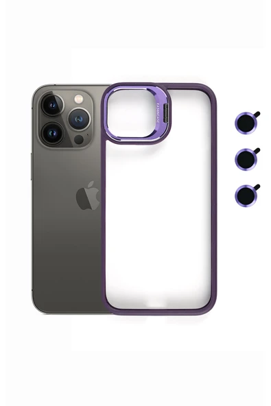 Tech&bello accessories iphone 14 Pro Kılıf Kamera Standlı +Lens koruyuculu Kapak ürün görseli 1
