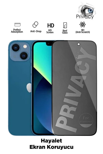 Tntech İPHONE 13 UYUMLU TAM KAPATAN HAYALET EKRAN KORUYUCU PRİVACY TAMPERLİ KIRILMAZ CAM ürün görseli 1