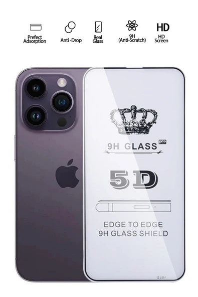 Tntech İPHONE 14 PRO UYUMLU TAM KAPATAN EKRAN KORUYUCU TAMPERLİ KIRILMAZ CAM ürün görseli 1