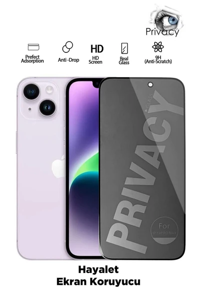 Tntech İPHONE 14 PLUS UYUMLU TAM KAPATAN HAYALET EKRAN KORUYUCU PRİVACY TAMPERLİ KIRILMAZ CAM ürün görseli 1