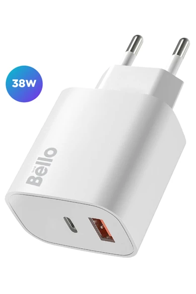 Tech&bello accessories Bello 38w Type-c Usb Şarj Cihaz Bl-3500 Modeli Qc-pd Teknolojisi Skillshipset Güvenli Hızlı Şarj ürün görseli 1