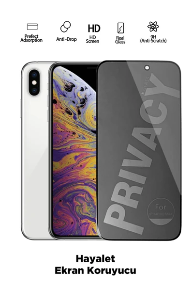 Tntech İPHONE X MAX UYUMLU TAM KAPATAN HAYALET EKRAN KORUYUCU PRİVACY TAMPERLİ KIRILMAZ CAM ürün görseli 1
