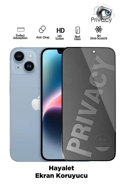 Tntech İPHONE 14 UYUMLU TAM KAPATAN HAYALET EKRAN KORUYUCU PRİVACY TAMPERLİ KIRILMAZ CAM ürün görseli 1