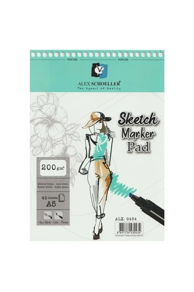 Alex Schoeller Sketch-marker Pad 200 Gr A5 40.lı Spiralli ürün görseli 1