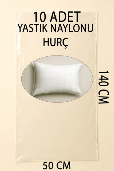 10 Adet 140cm×50cm Şeffaf Naylon Taşınma Saklama Yastık Naylonu Torbası Hurç ürün görseli 1
