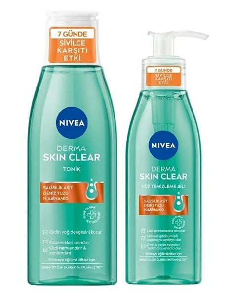 Nivea Derma Skin Clear Sivilce Karşıtı Yüz Temizleme Jeli 150 Ml + Tonik 200 Ml ürün görseli 1