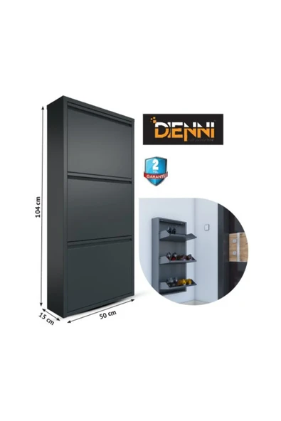 Denni 3'lü Metal Ayakkabılık - Antrasit ürün görseli 1
