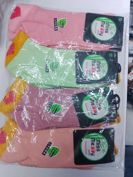 12 Çift Miss Merry Bayan Bambu Kısa Havlu Çorap Karışık Renk ürün görseli 1
