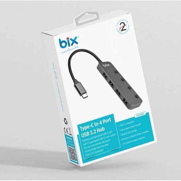 BİX BX20HB 4 port Type C USB Dönüştürücü ürün görseli 1