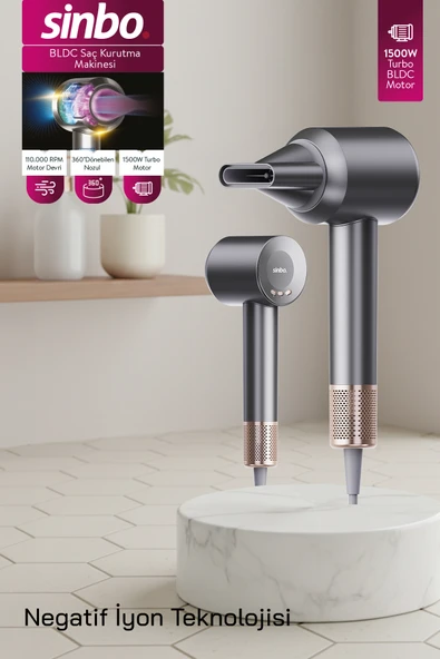 Sinbo SHD-1739 BLDC Saç Kurutma Makinesi – Sessiz, 4 Isı, 3 Hız Ayarı ürün görseli 1