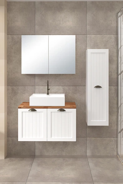 80 cm Aren Banyo Dolabı + 30 cm Aren Boy Dolabı ürün görseli 1