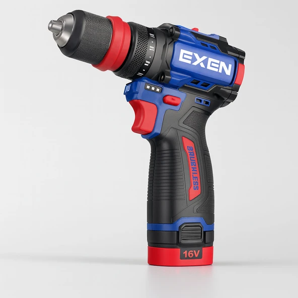 Exen EN 162 DS Kömürsüz Darbeli Akülü Matkap 16V 2Ah Li-ion Hızlı Şarj Led Işıklı Taşıma Çantalı ürün görseli 1