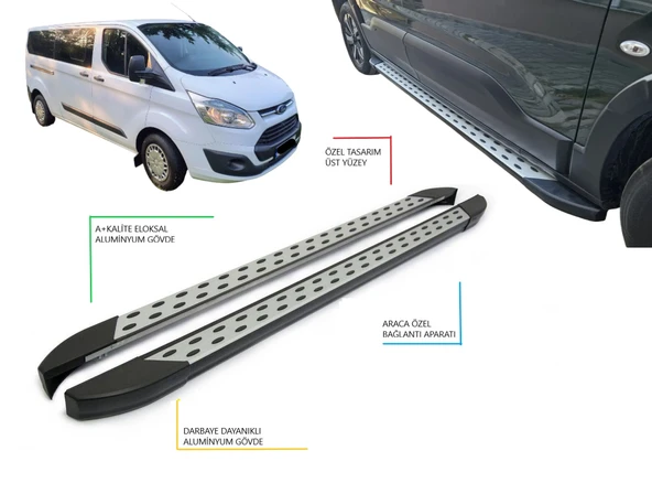 CUSTOM CAMLI VAN UZUN ŞASE NOKTALI YAN BASAMAK 2012 2013 2014 2015 2016 2017 2018 2019-20-21-22-23 ürün görseli 1