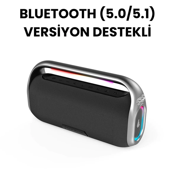 RGB Işıklı Kablosuz Bluetooth Hoparlör  18.000 mAh Batarya, Çift Mikrofonlu Karaoke Speaker, Güçlü Bass, Taşınabilir Party Speaker ürün görseli 1