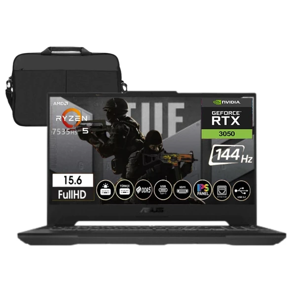 Tuf Gaming A15 FA506NC-HN050 Amd R5-7535HS 24GB Ddr5 Ram 2tb SSD RTX3050-144Hz 15.6" Freedos + Cimete Çanta ürün görseli 1