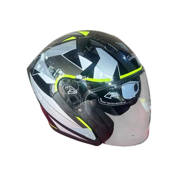 LS5 Yarım Kask Güneş Vizörlü Gri Siyah Large (L) ürün görseli 1