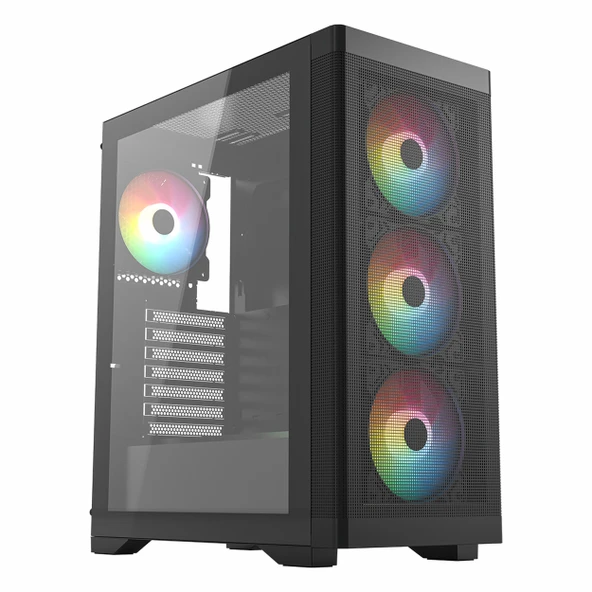 Frisby FC-9480G 600W 80+ Bronz USB 3.2 RGB ATX Mid Tower Siyah Kasa ürün görseli 1