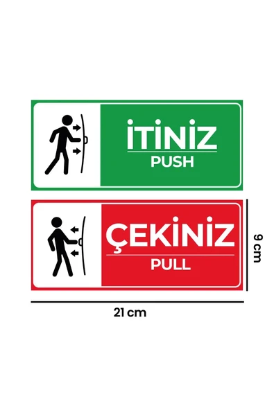 Itiniz Çekiniz Kapı Uyarı Etiketi Sticker (9x21 Cm) ürün görseli 1
