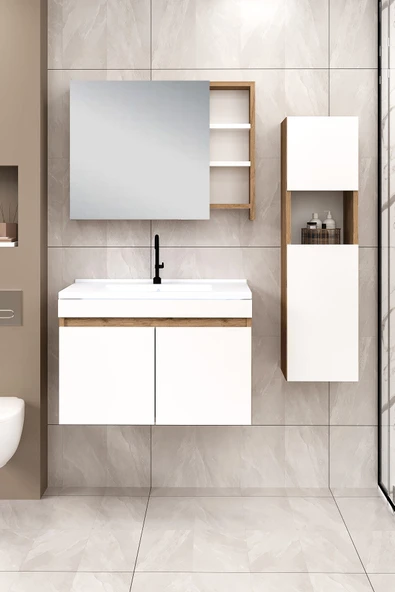 80 cm Saura Banyo Dolabı + 30 cm Saura Boy Dolabı ürün görseli 1