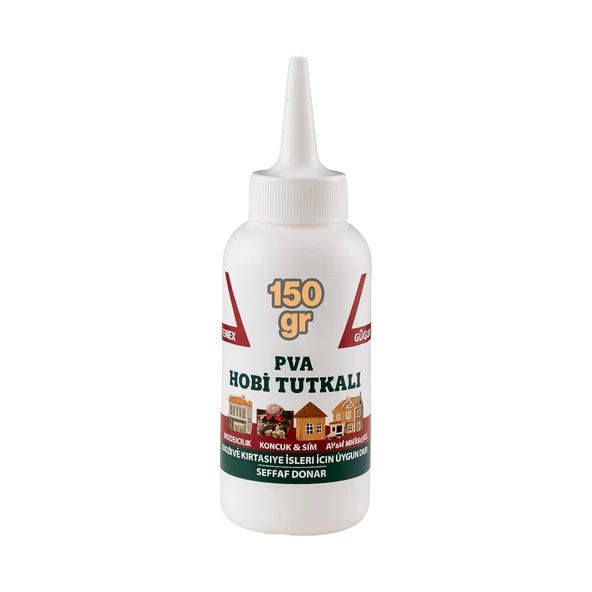 Hazır PVA Hobi Tutkalı 150 gram Şeffaf Ahşap Karton Kumaş Kağıt DIY Uygulama Maket Yapım Yapıştırıcı ürün görseli 1